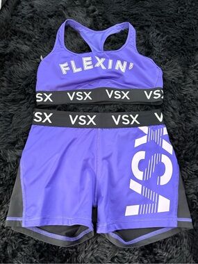 VSX Purple "Flexin'" Sports Bra & Shorts Set